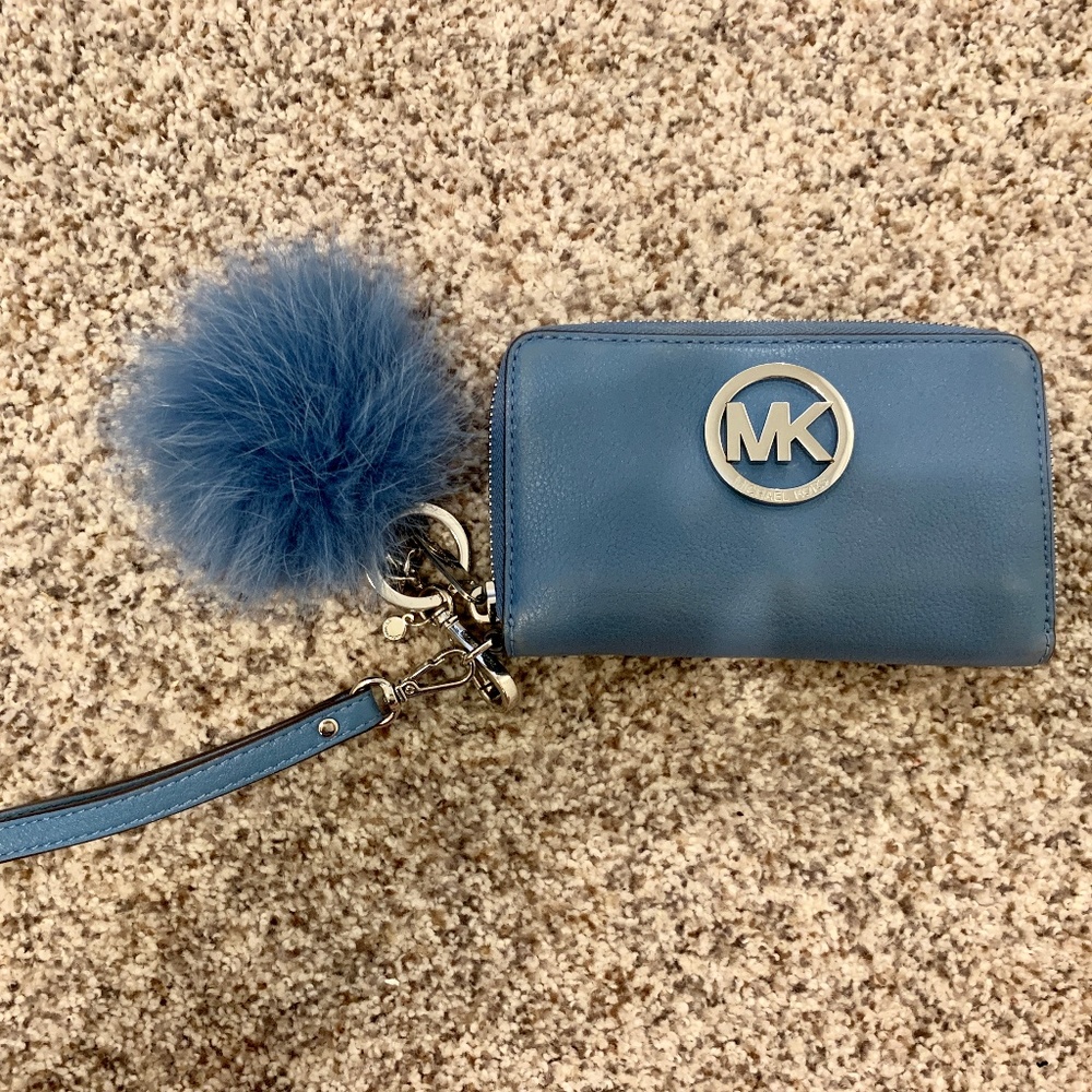 Michael Kors Blue and Silver Wristlet/Wallet